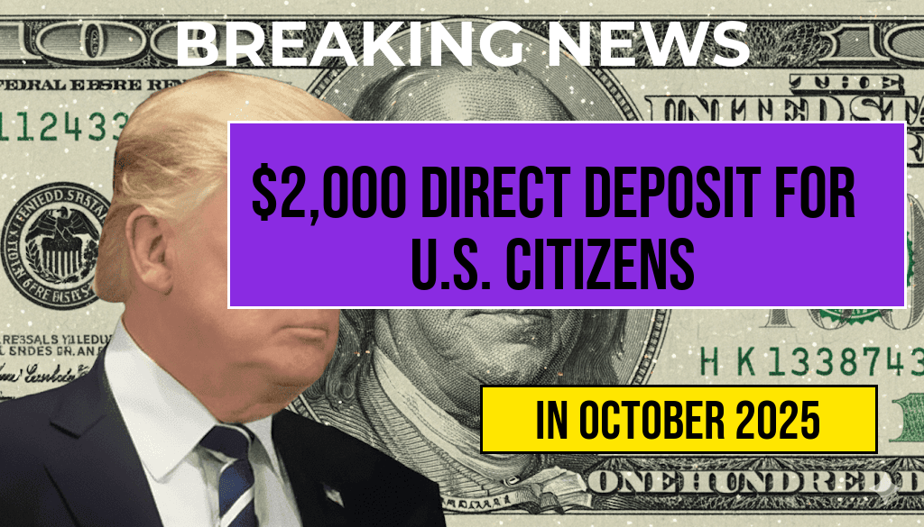 U.S. Citizens to Receive $2,000 Direct Deposit in October 2025: Eligibility, Payment Schedule, and IRS Guidelines